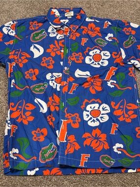 Florida Gators Men's Blue Floral Button-Down Shirt